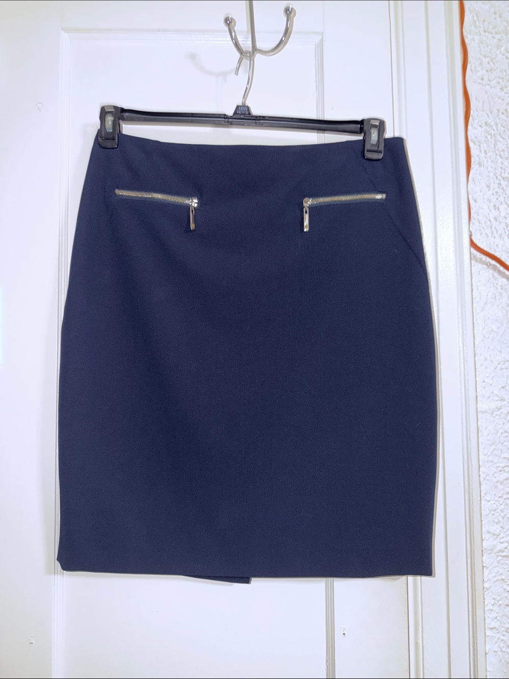 Tommy Hilfiger Navy Pencil Skirt with Zip Accents